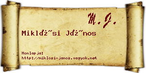 Miklósi János névjegykártya
